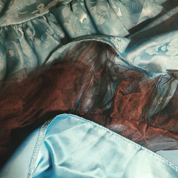 Y2K Vintage Jessica McClintock Gunne Sax Aqua Coquette Floral Mini Prom Dress 3 - Picture 8 of 8